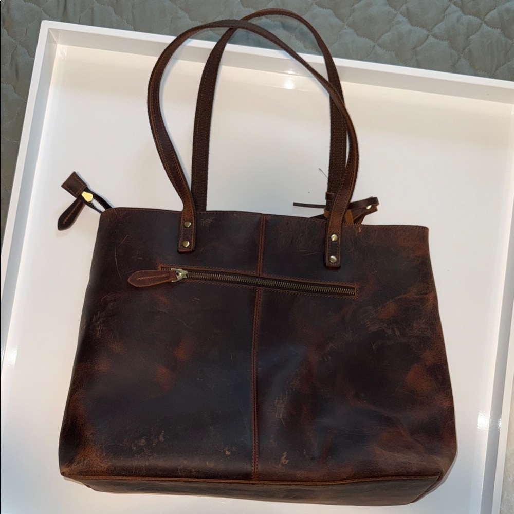 Elegant Brown Leather Tote Bag